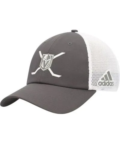 adidas Men's NHL Gray/White Vegas Golden Knights Cross Sticks Trucker Adjustable Hat