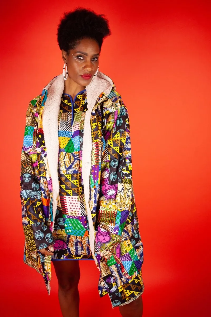 African Winter Coat In Crazy Patchwork