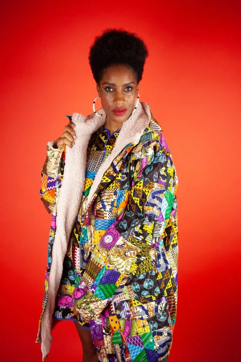 African Winter Coat In Crazy Patchwork