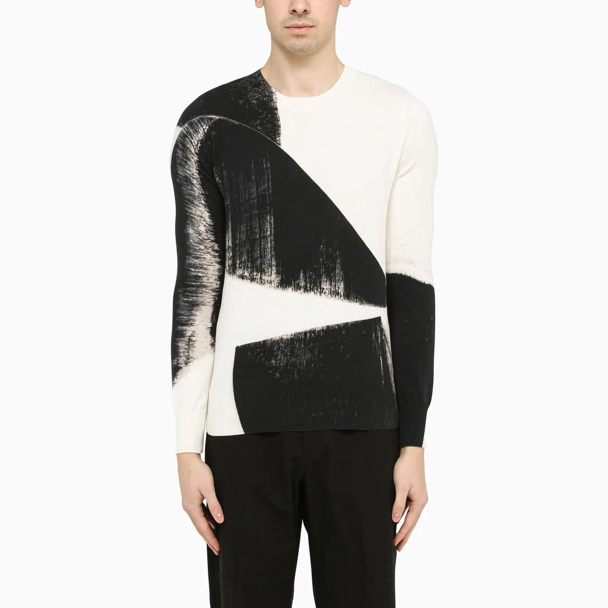 Alexander McQueen    Alexander Mc Queen Black/White Crew Neck Jersey