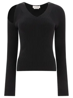 Alexander McQueen    Alexander Mc Queen Slashed Ribbed Knit Jumper