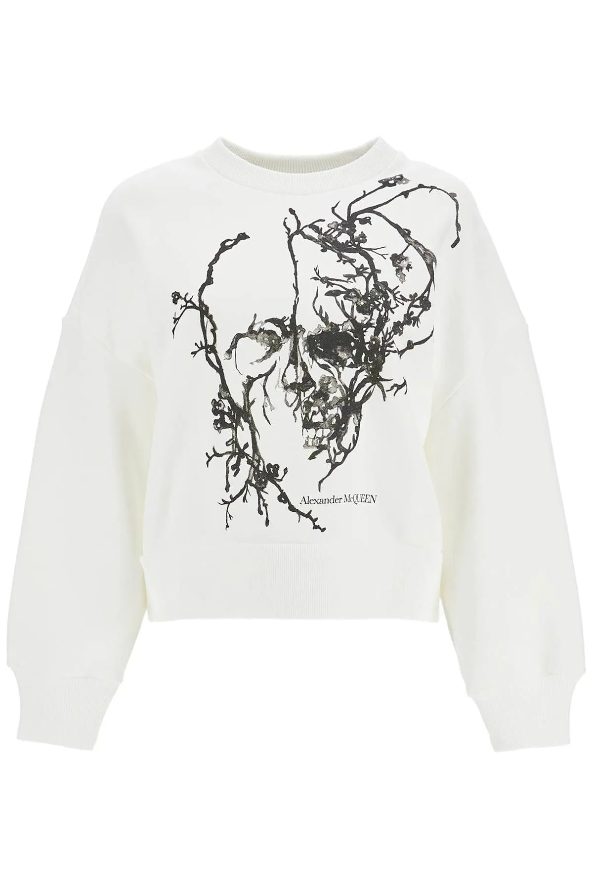 Alexander McQueen    Alexander Mcqueen Boxy Cherry Blossom Skull Sweat