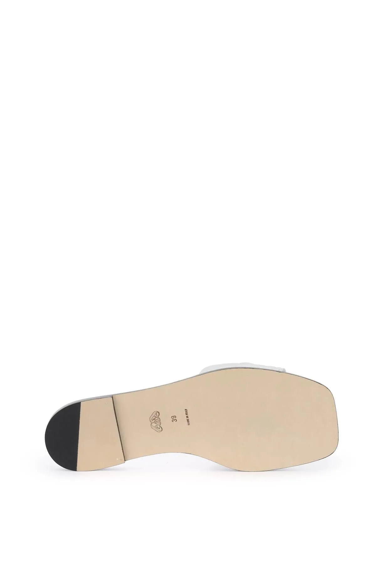 Alexander McQueen    Alexander Mcqueen Laminated Leather Slides With Embossed Seal Logo