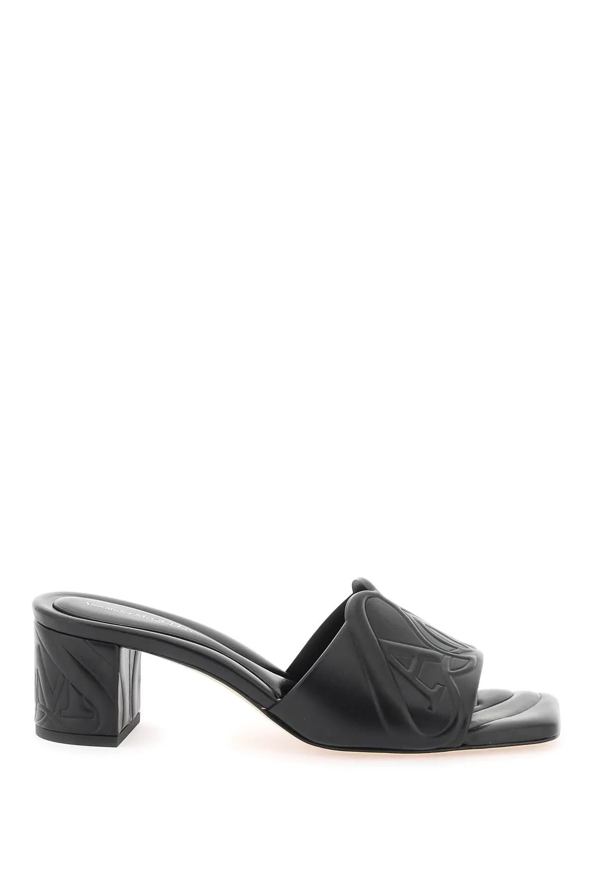 ALEXANDER MCQUEEN Embossed Logo Leather Flat - Black