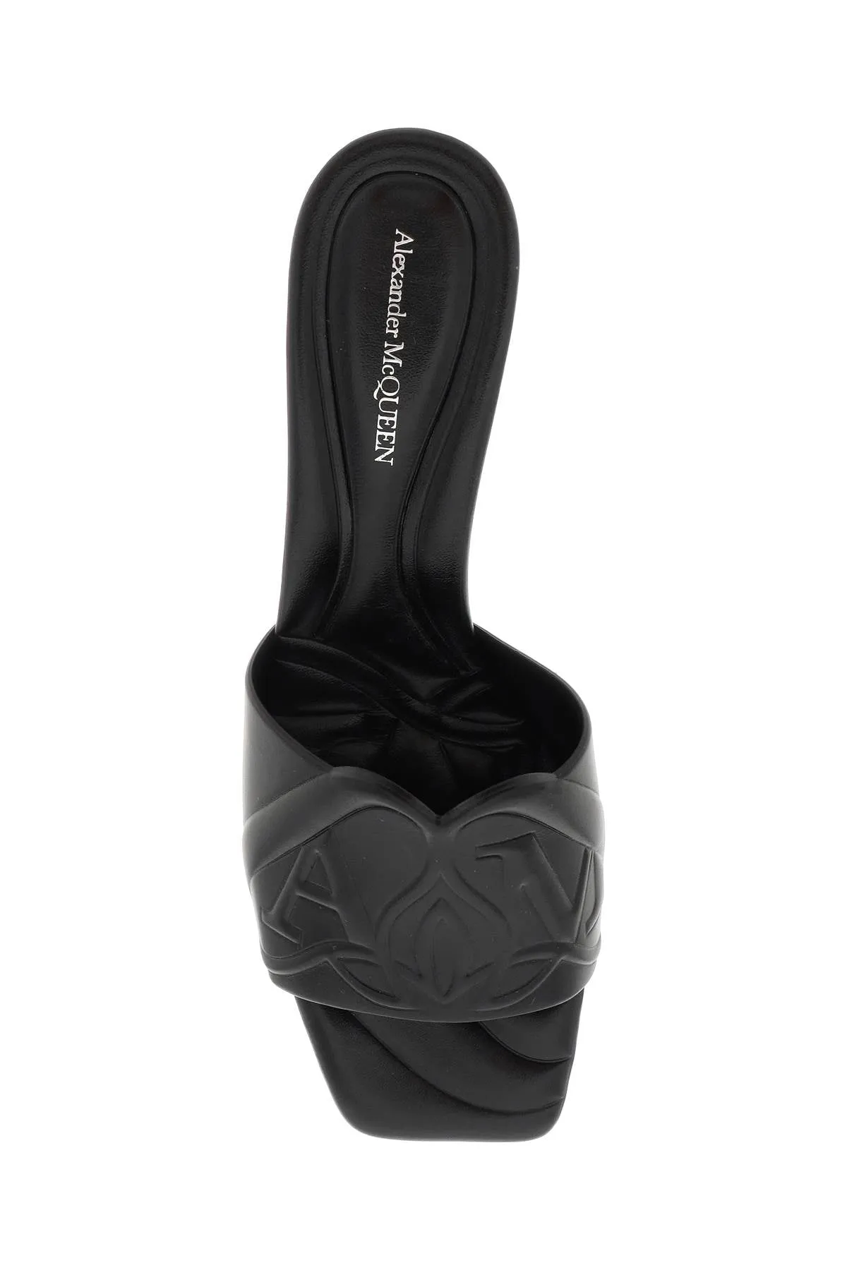 ALEXANDER MCQUEEN Embossed Logo Leather Flat - Black