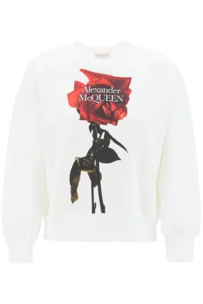 Alexander mcqueen shadow rose sweatshirt 791461 QZAME WHITE