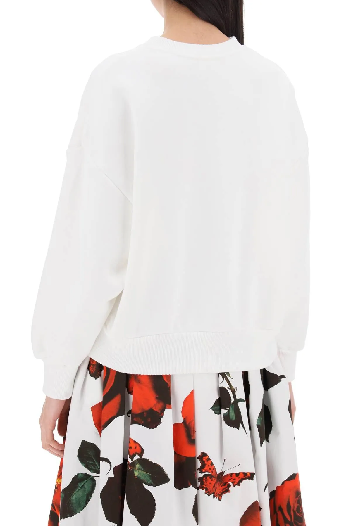 ALEXANDER MCQUEEN Shadow Rose Sweatshirt for Women - White SS24