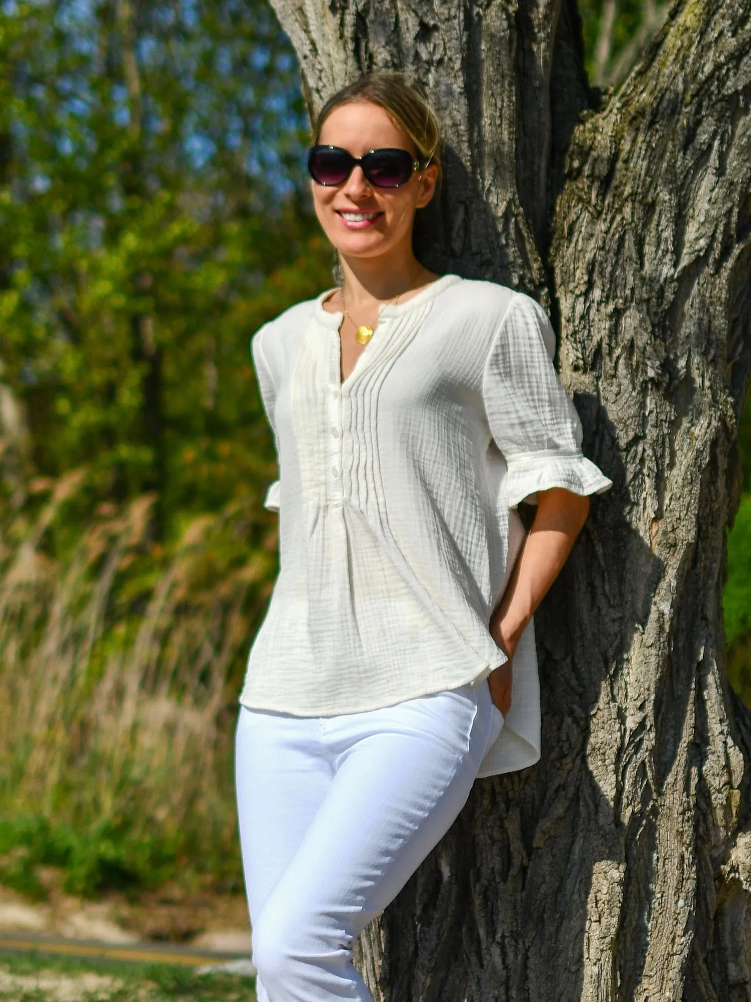 Bali Ivory Gauze Blouse