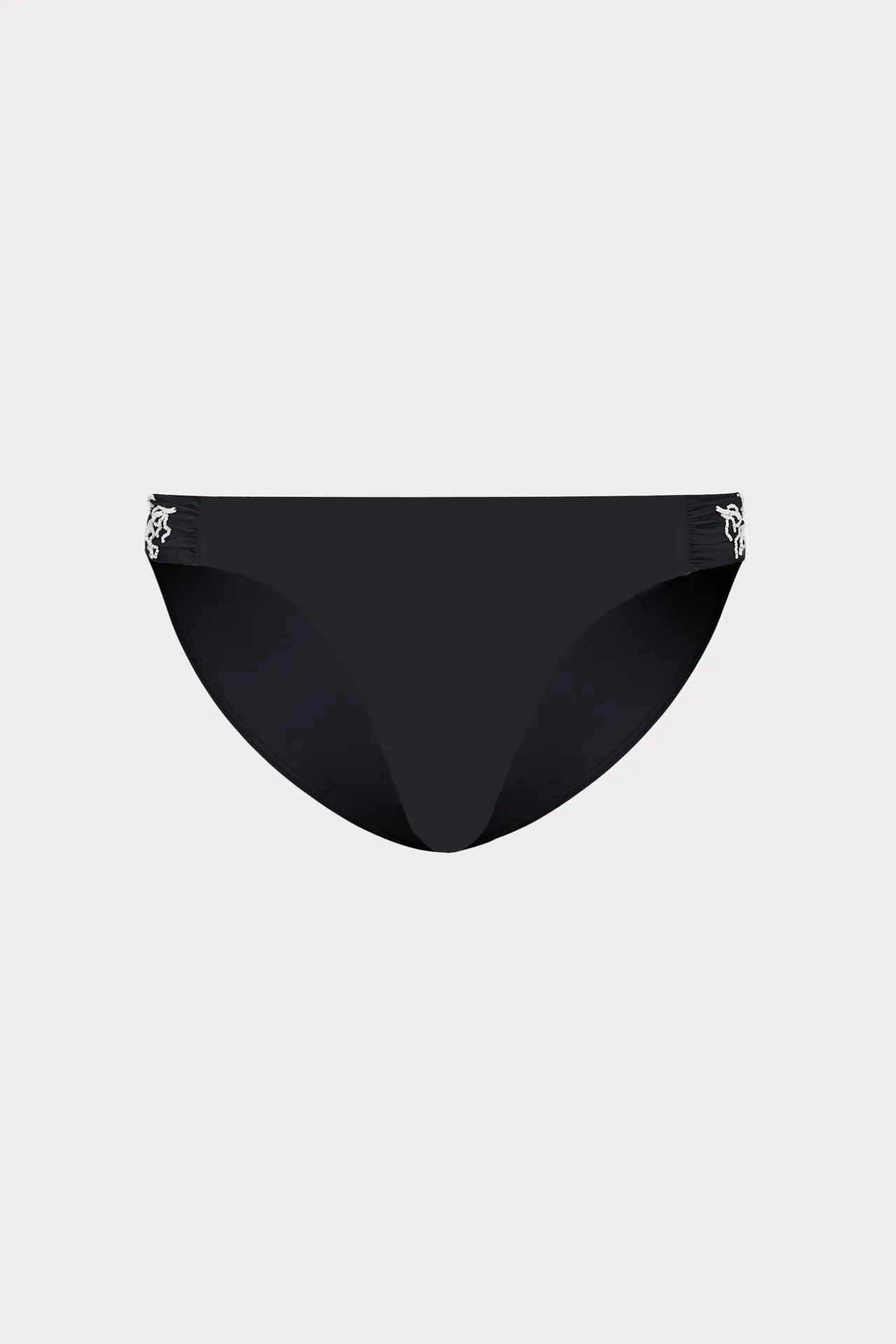 Beaded Applique Bikini Bottom With Side Tabs