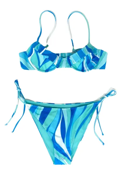 BIKINI A TRIANGOLO FANTASIA BLU/AZZURRA