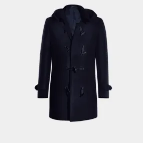 Blue Duffle coat with sleeve straps