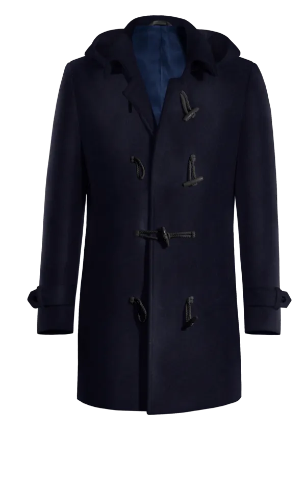 Blue Duffle coat with sleeve straps