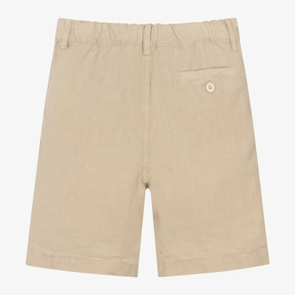 Boys Beige Linen Shorts