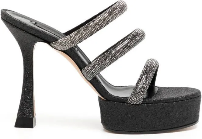 Casadei rhinestone-strap heeled mule sandals Black