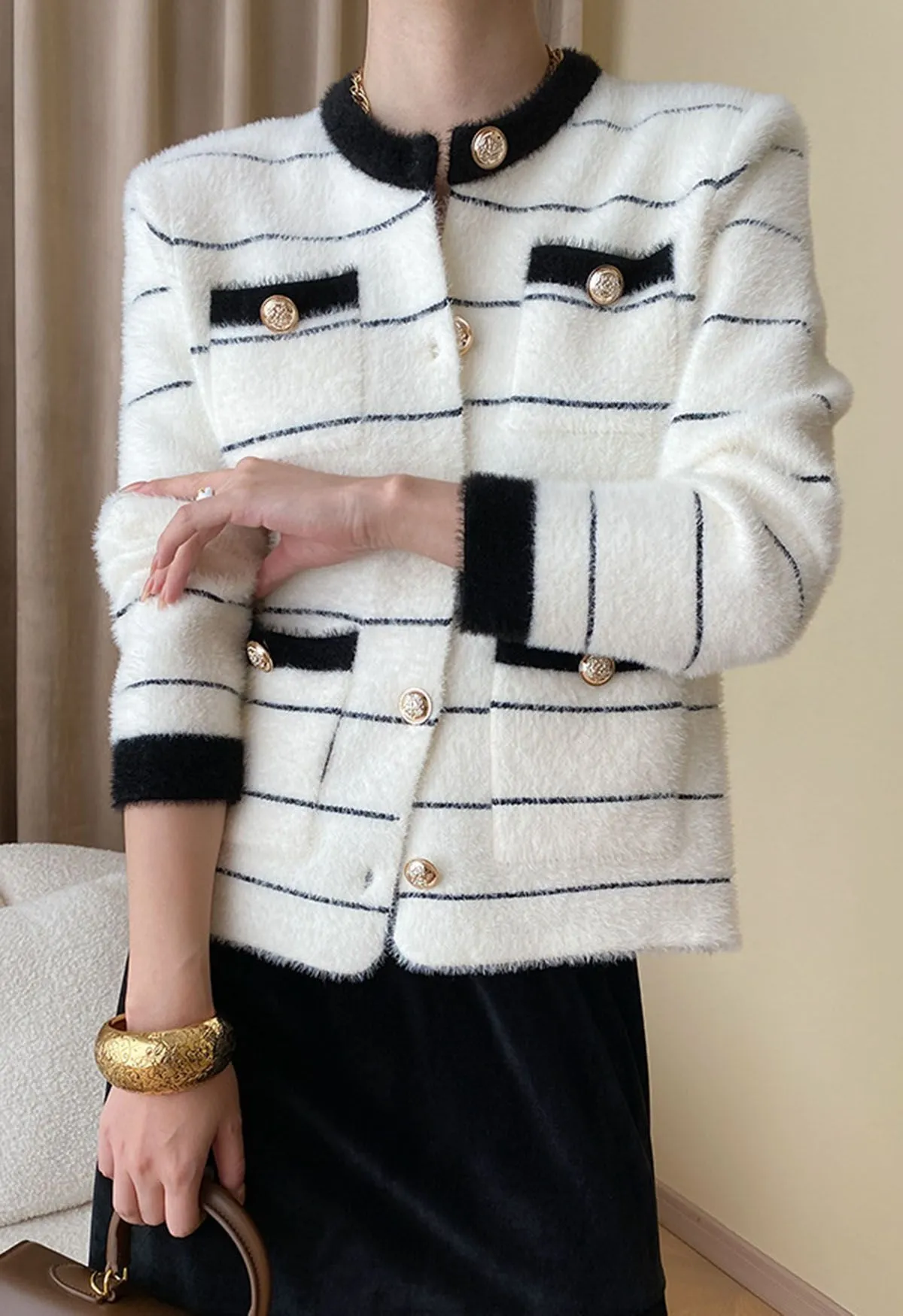 Chicwish  |Stripes Casual Style Bi-color Long Sleeves Party Style