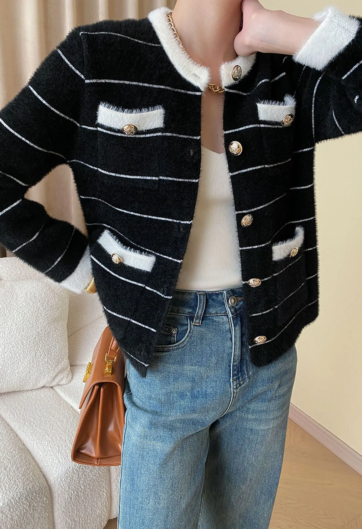 Chicwish  |Stripes Casual Style Bi-color Long Sleeves Party Style