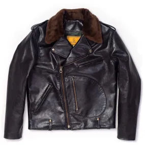 Chiodo Fur Collar Black Horsehide Leather Jacket - Shangri-la Heritage