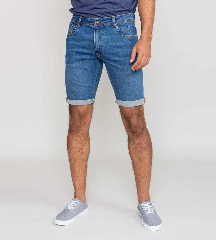 D555 Mens Blue Stretch Denim Shorts (BROXBOURNE)