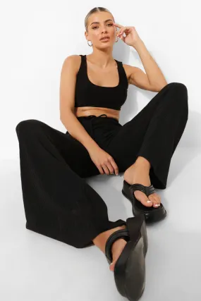 Deep Waist Rib Flare Pants