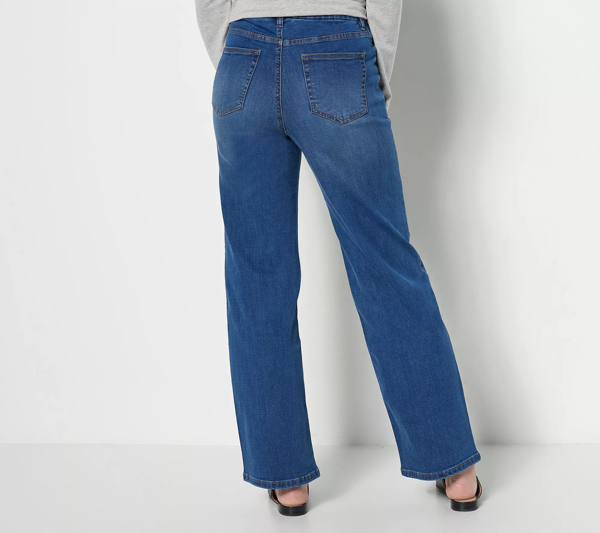 Denim & Co. Easy Stretch Tall Wide-Leg Jeans with Seam Details