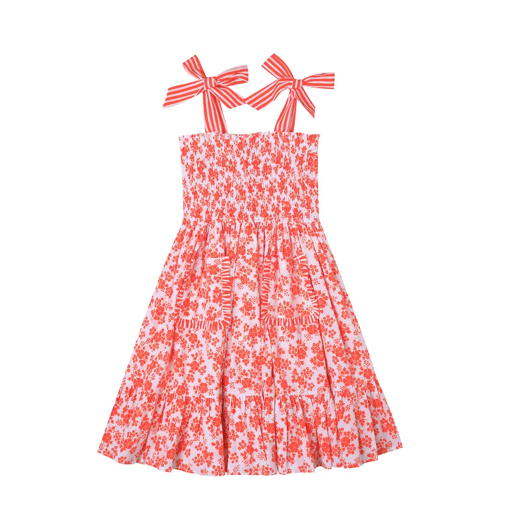 ELIZA DRESS-Belle Fleur White Poppy Red