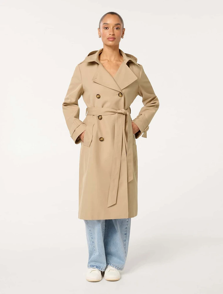 EverNew Maggie Petite Hooded Trench Coat