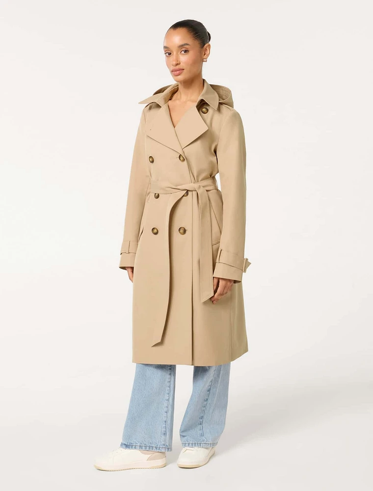 EverNew Maggie Petite Hooded Trench Coat