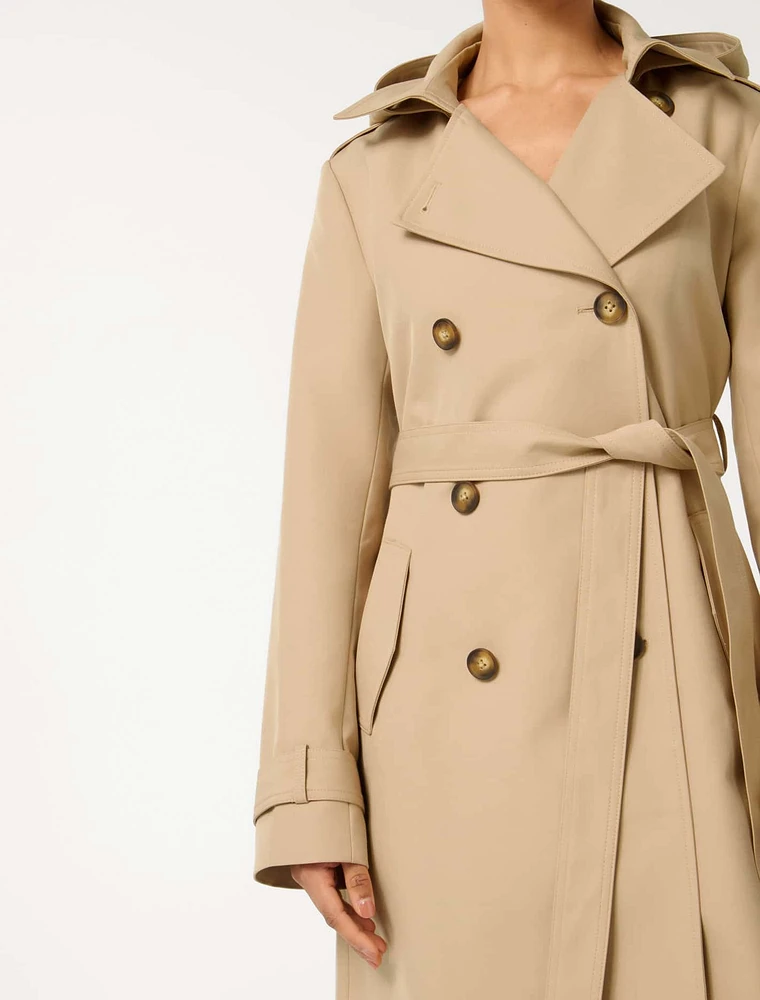 EverNew Maggie Petite Hooded Trench Coat