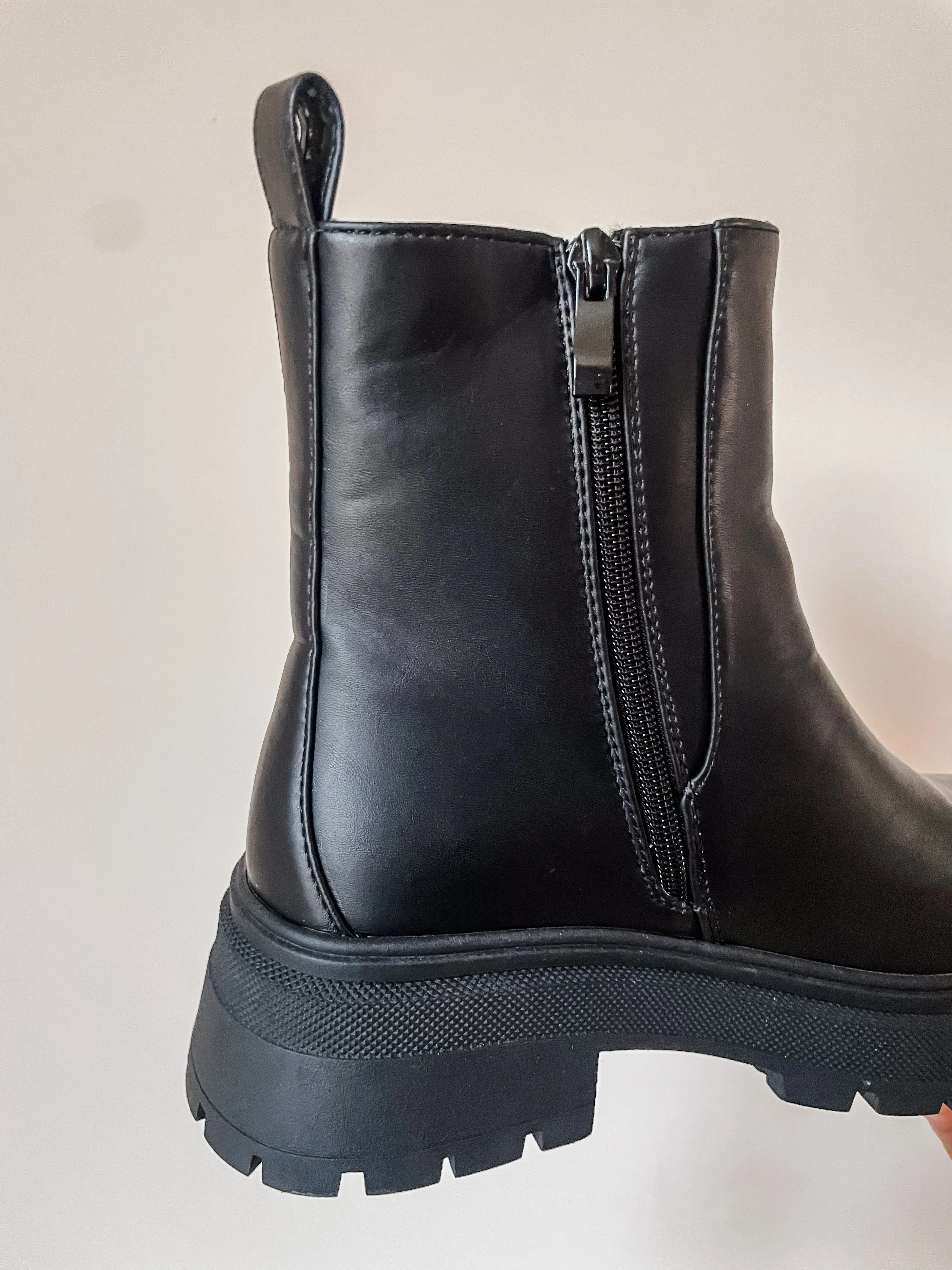 Faux Leather Chunky Chelsea Boots