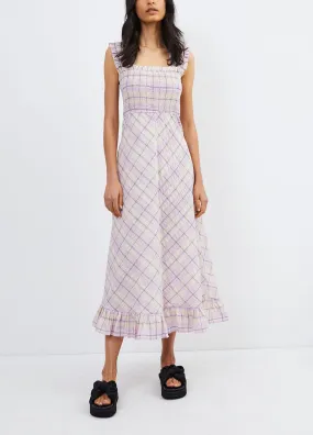 Ganni -  Seersucker Check Maxi Dress - Dress