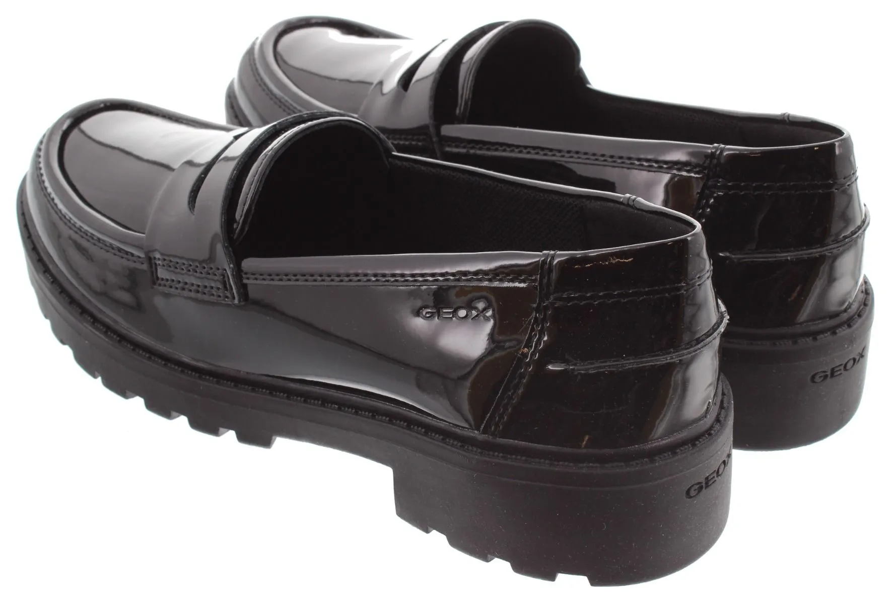 GEOX Juniors And Youths Casey Loafers In Black Patent