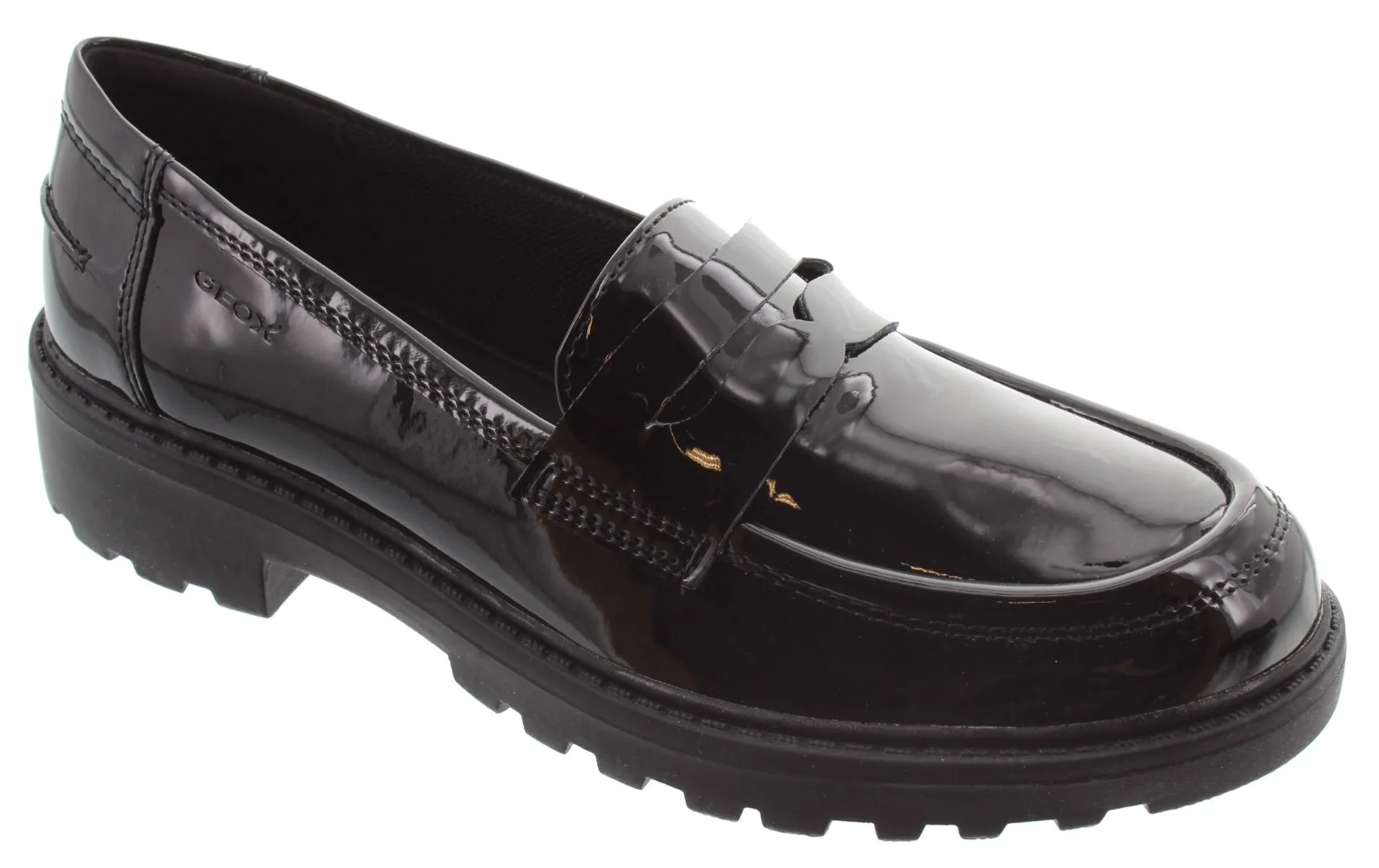 GEOX Juniors And Youths Casey Loafers In Black Patent