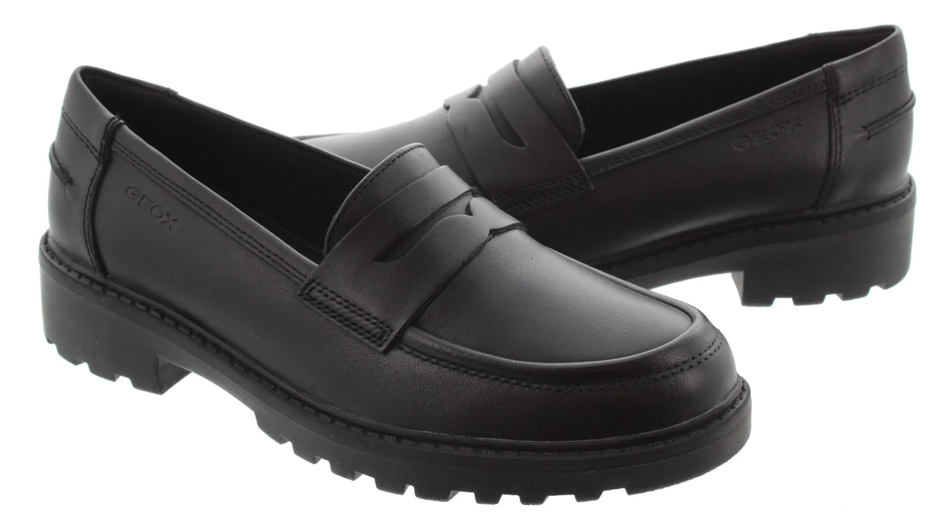 GEOX Juniors And Youths Casey Loafers In Black