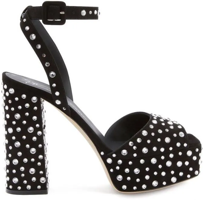 Giuseppe Zanotti New Betty Sparkle 120mm platform sandals Black