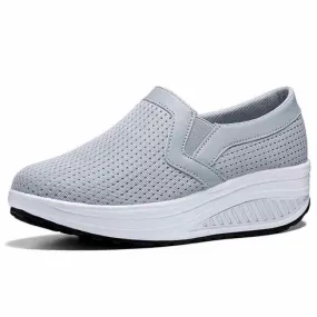 Grey plain slip on rocker bottom shoe sneaker