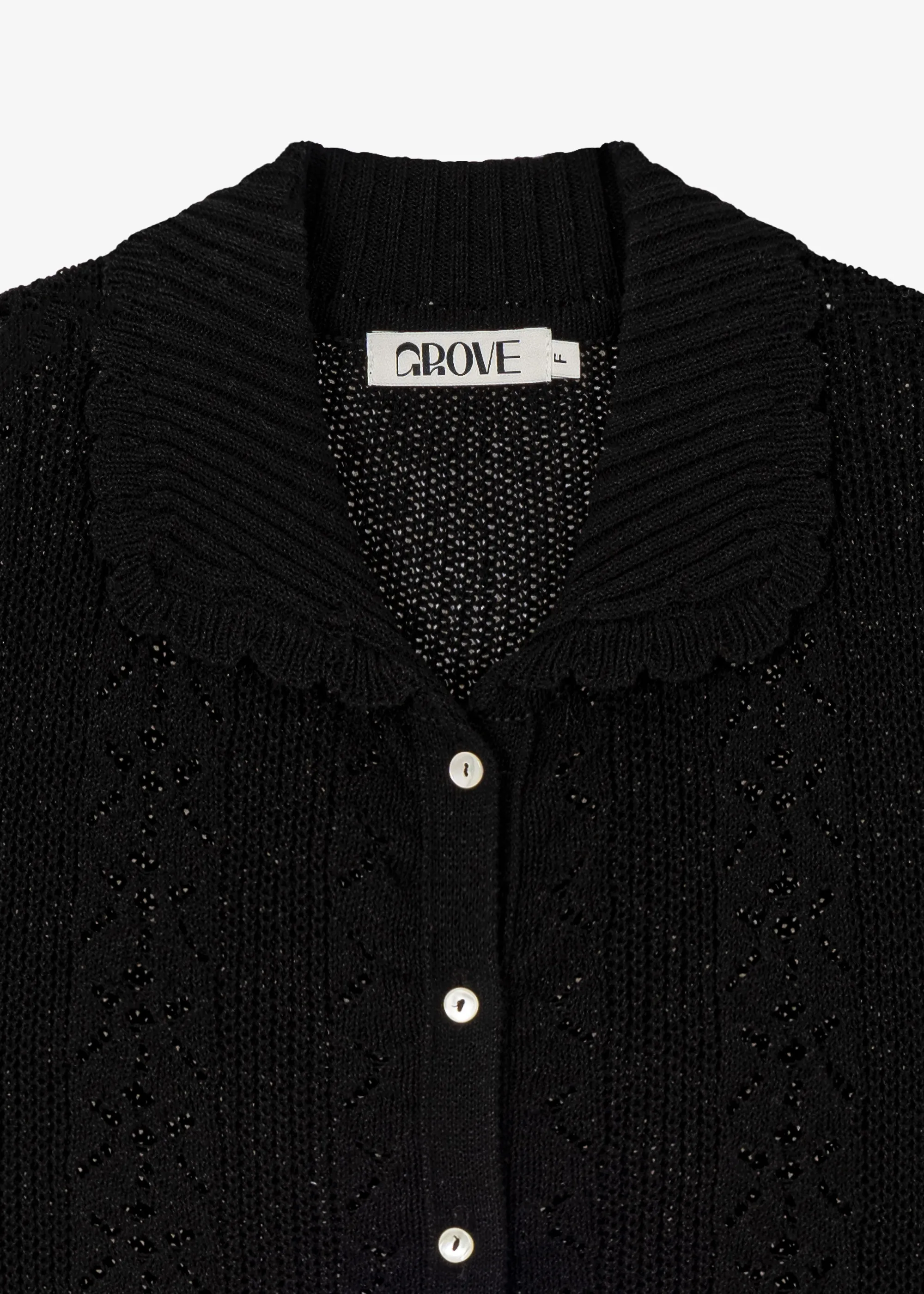 GROVE  |Street Style Plain Cotton Short Sleeves Logo Cardigans