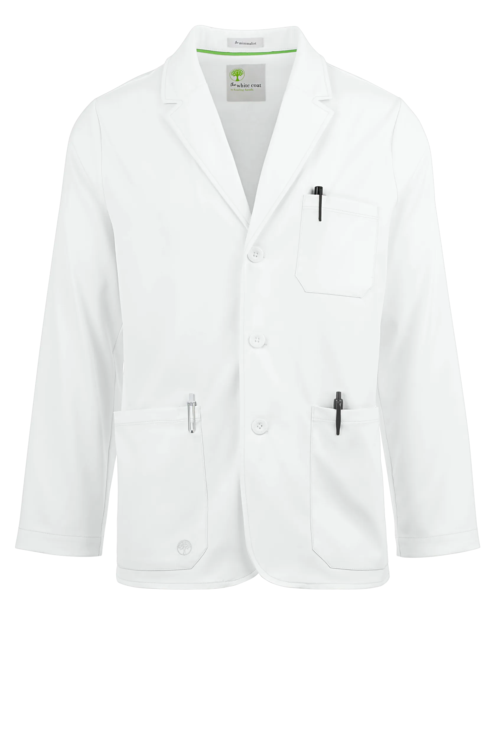 Healing Hands White Coat Minimalist Men's 30 ½" 5-Pocket STRETCH Lab Coat