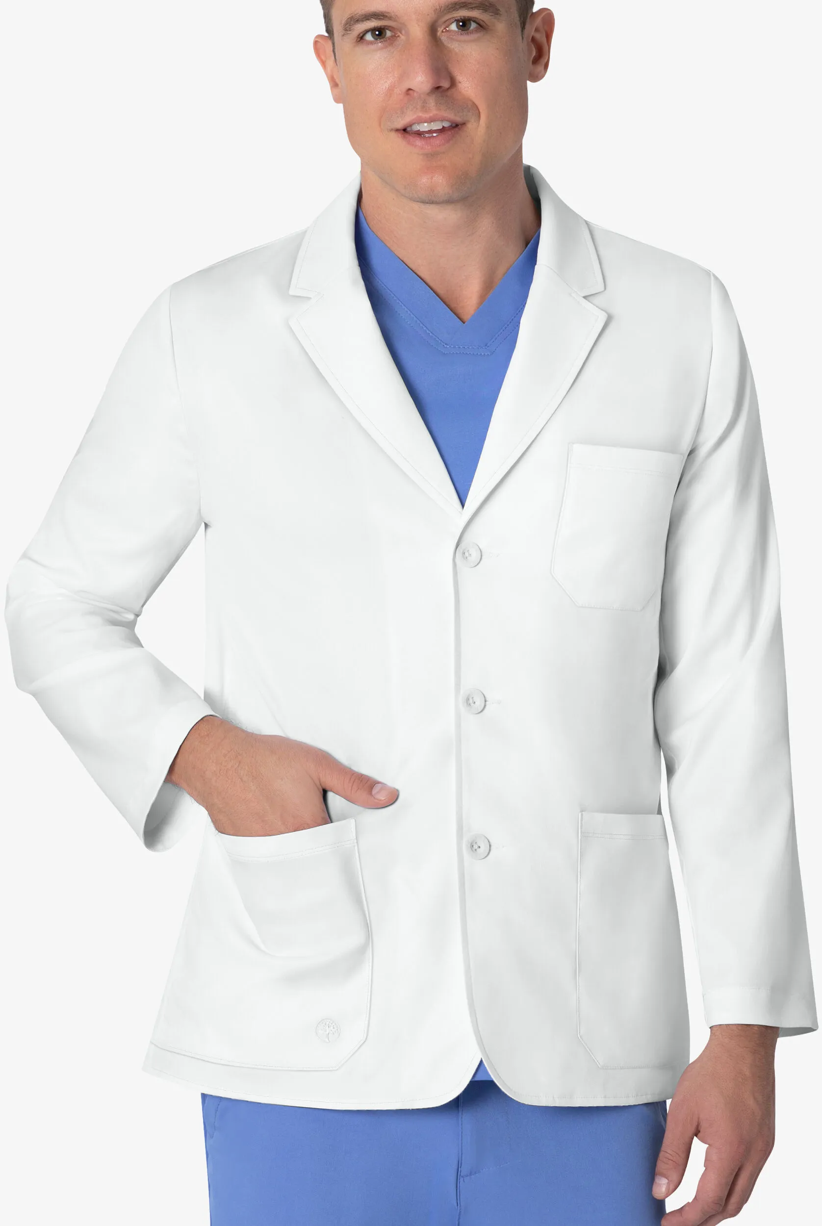 Healing Hands White Coat Minimalist Men's 30 ½" 5-Pocket STRETCH Lab Coat