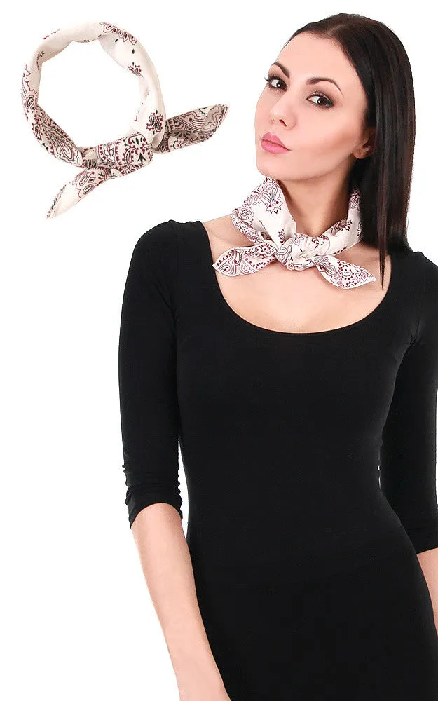 HM208 Ivory Classic Paisley Bandanna Scarf