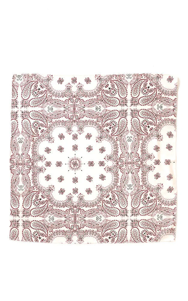 HM208 Ivory Classic Paisley Bandanna Scarf