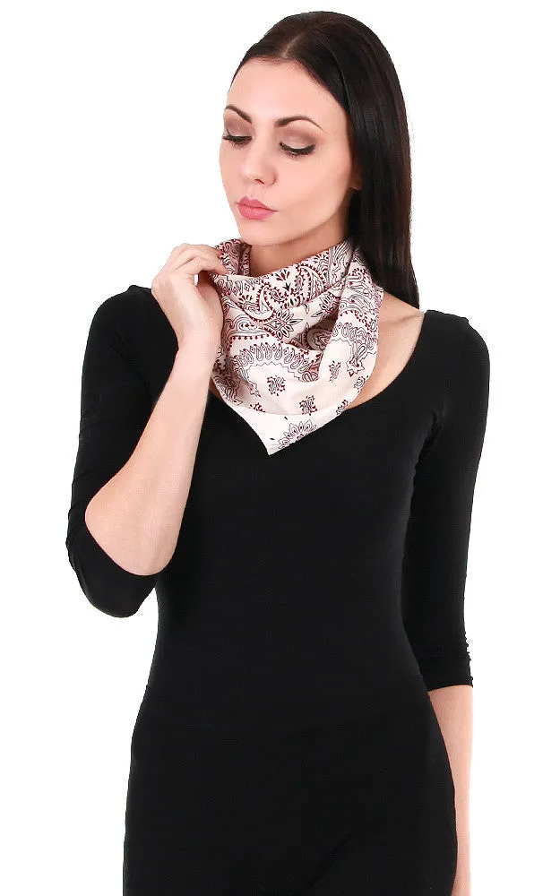 HM208 Ivory Classic Paisley Bandanna Scarf