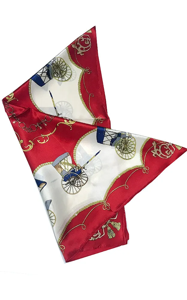 JC18036-02 Red French Picnic 100% Silk Scarf