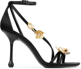 Jimmy Choo Zea 95mm floral-appliqué sandals Black