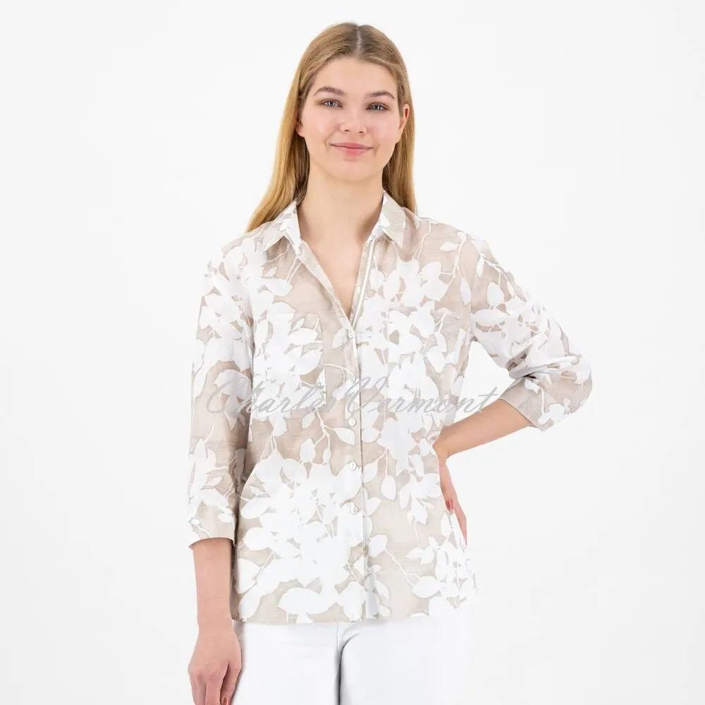 Just White Floral Blouse - Style J1926 (Beige)