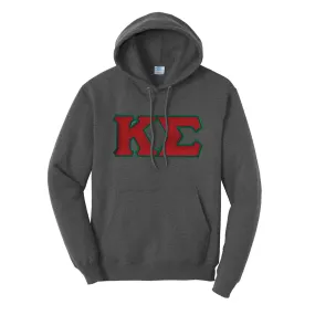 Kappa Sig Dark Heather Hoodie with Sewn On Greek Letters