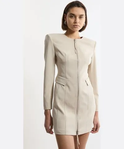 Karen Millen Tailored Viscose Zip Through Multi Stitch Mini Dress