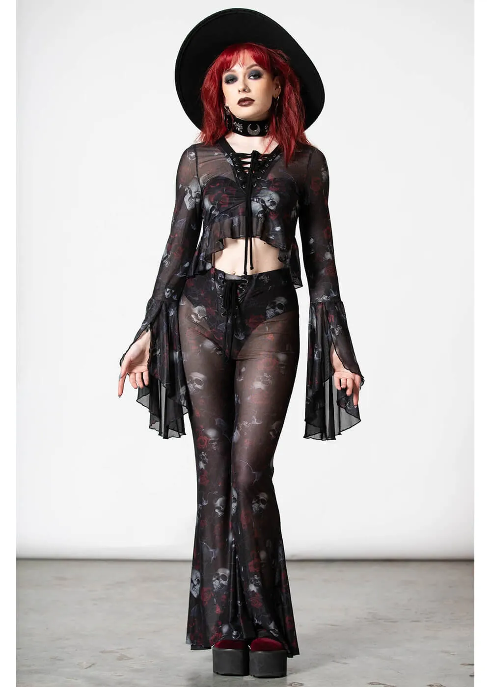 Killstar Wicked Rose Mesh Blouse Black