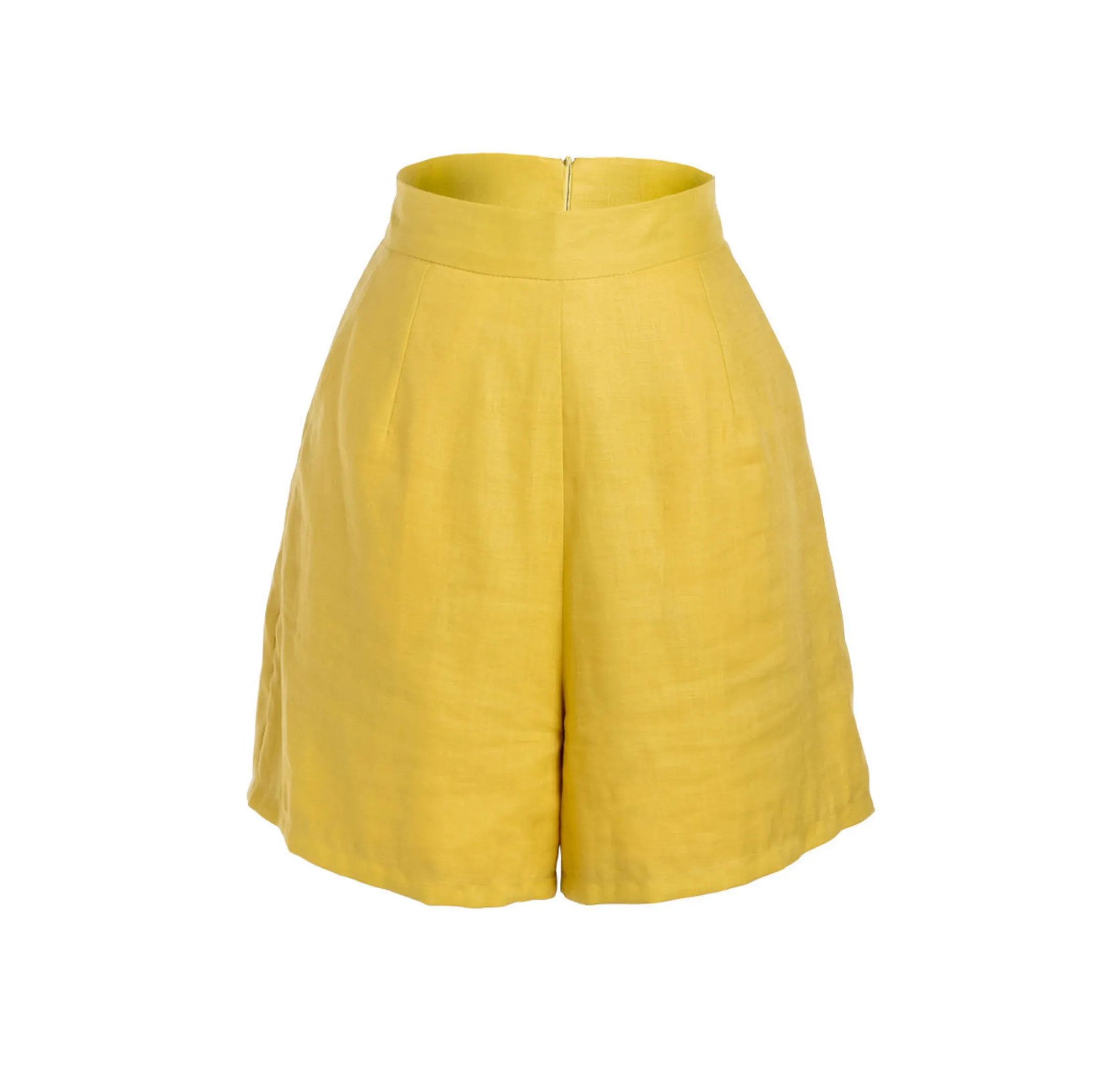 LINEN SHORTS - YELLOW