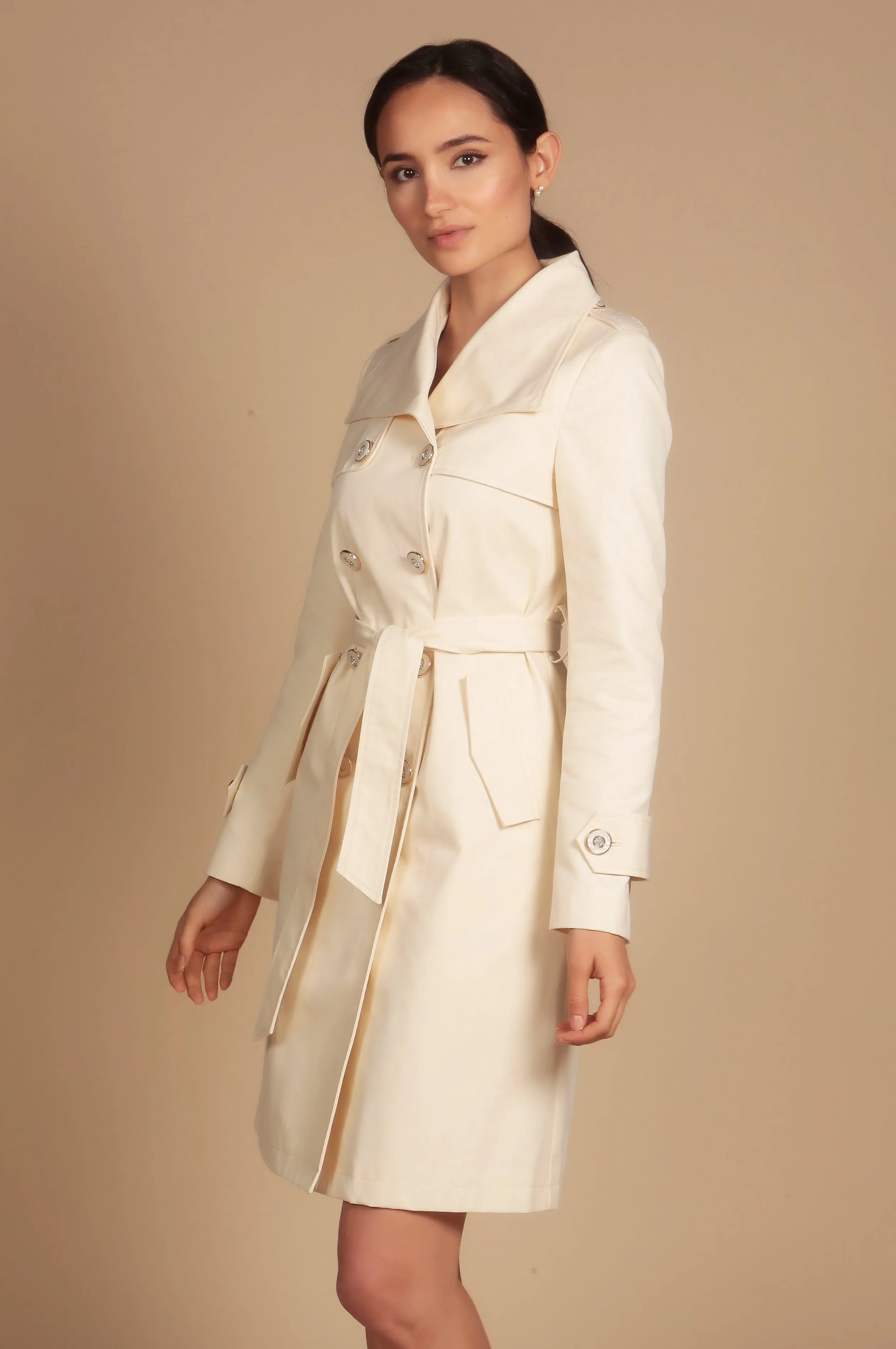 'Malena' Cotton Trench in Crema