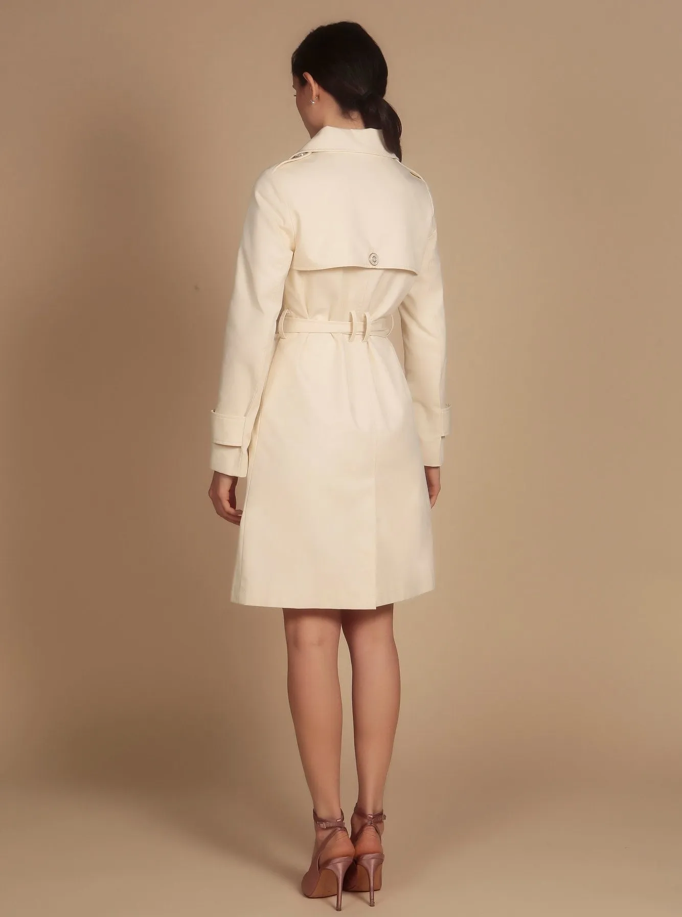 'Malena' Cotton Trench in Crema